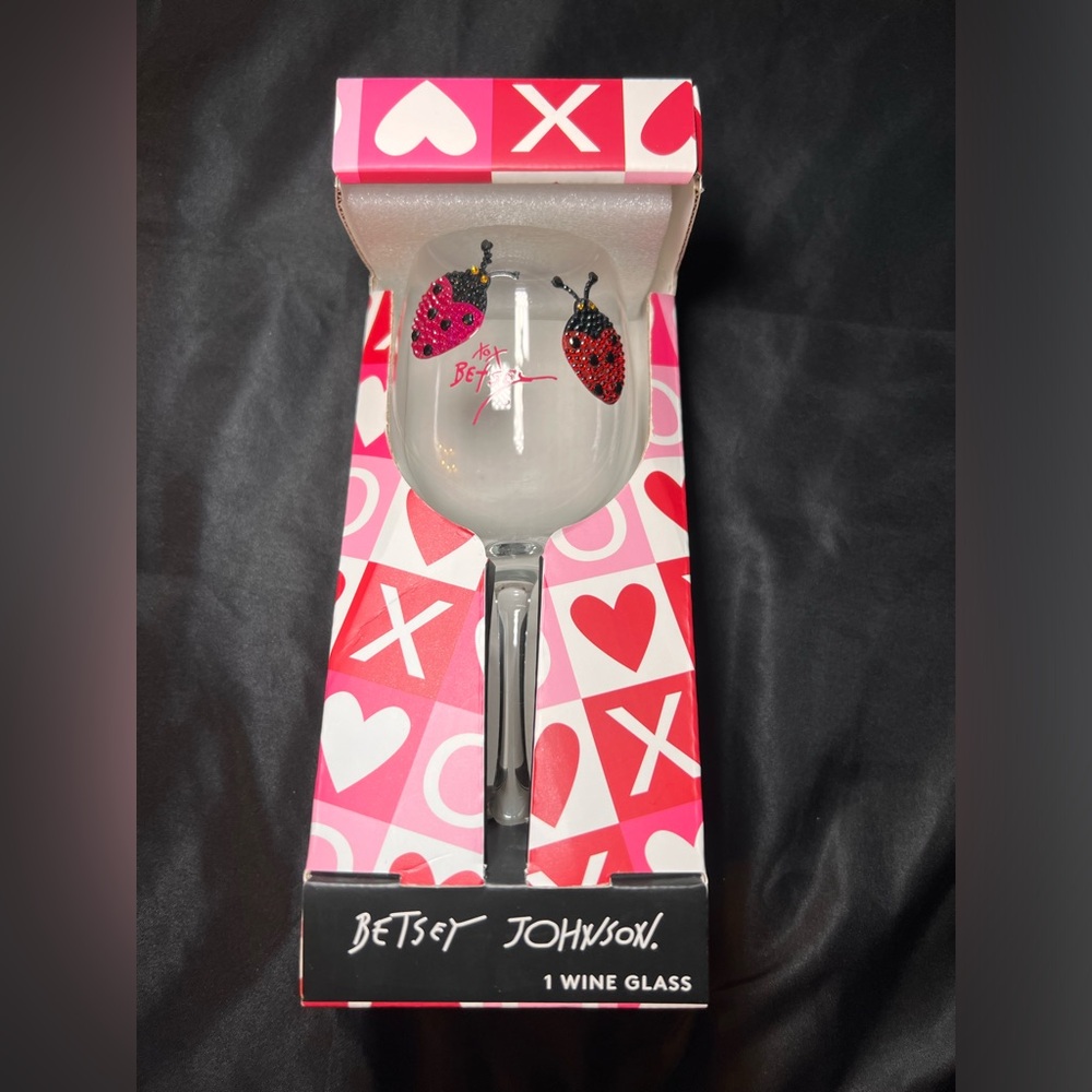 Betsey Johnson Ladybug Rhinestone Wine Glass NIB